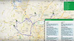 A screen capture of the NexTraq GPS fleet management solution.