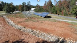 A section (in progress) of the new 207-kilowatt solar farm at T&amp;S Brass and Bronze Works Travelers Rest headquarters.