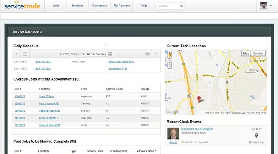 A screen grab from the ServiceTrade mobile service software.