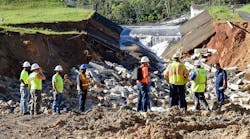 Spillway completely damaged. Thompson&rsquo;s staff 1st day on the job evaluating the upcoming project.