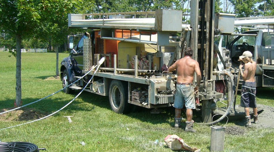A geothermal well being drilled.