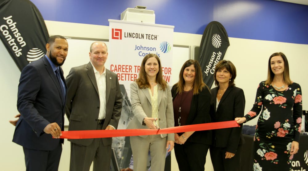 Johnson Controls&apos; Tracy Long officially cuts the ribbon earlier this month at the Lincoln Tech campus in Melrose Park IL.