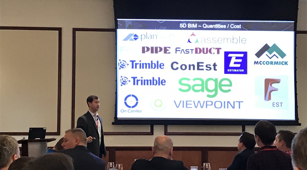 Josh Bone, a DeWalt construction technology specialist, spoke to a group of nearly 70 SMACNA Greater Chicago members on trending technology and the future of data collection.