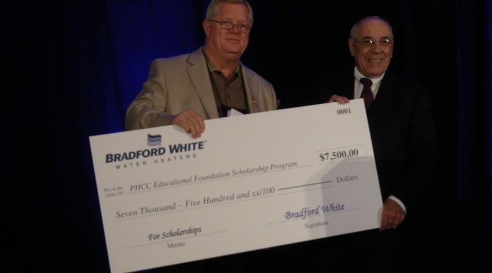 (Left)Bill Jones, Head of the PHCC Scholarship foundation (Right) Bradford White retiree Ted Sikorski.