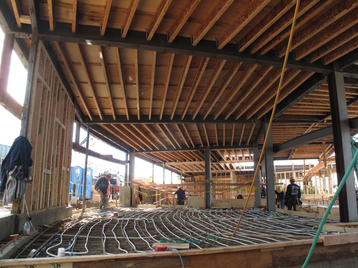 The ground floor features inslab radiant