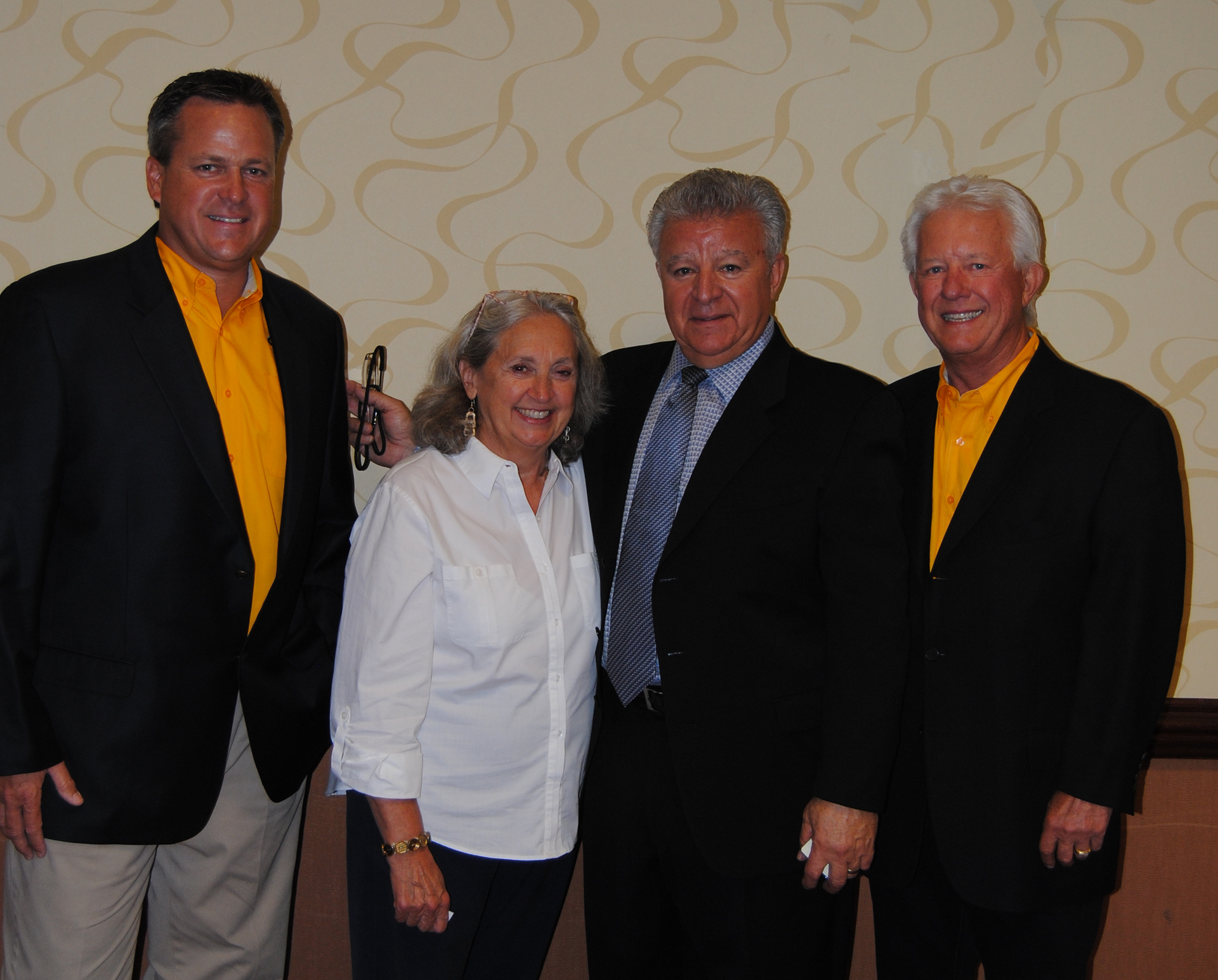 AWE sponsors a luncheon benefitting School and Community Assistance for Recycling and Composting Education SCARCE Shown at the luncheon are left to right AWE GM Mitch Zych Kay McKeen founder and executive director of SCARCE Carol Stream Ill Mayor Frank Saverino and AWE President Ray Grimm