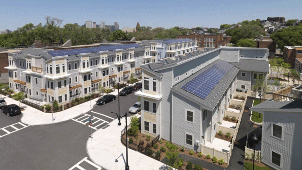 Solar collectors on the Old Colony residential project