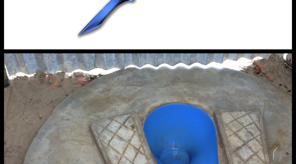 The mechanical and water seals created by this trap-door style SaTo hygienic toilet pan, invented by American Standard Brands, have improved the quality of life for millions of developing world residents by keeping flies and insects out of open pit latrines.