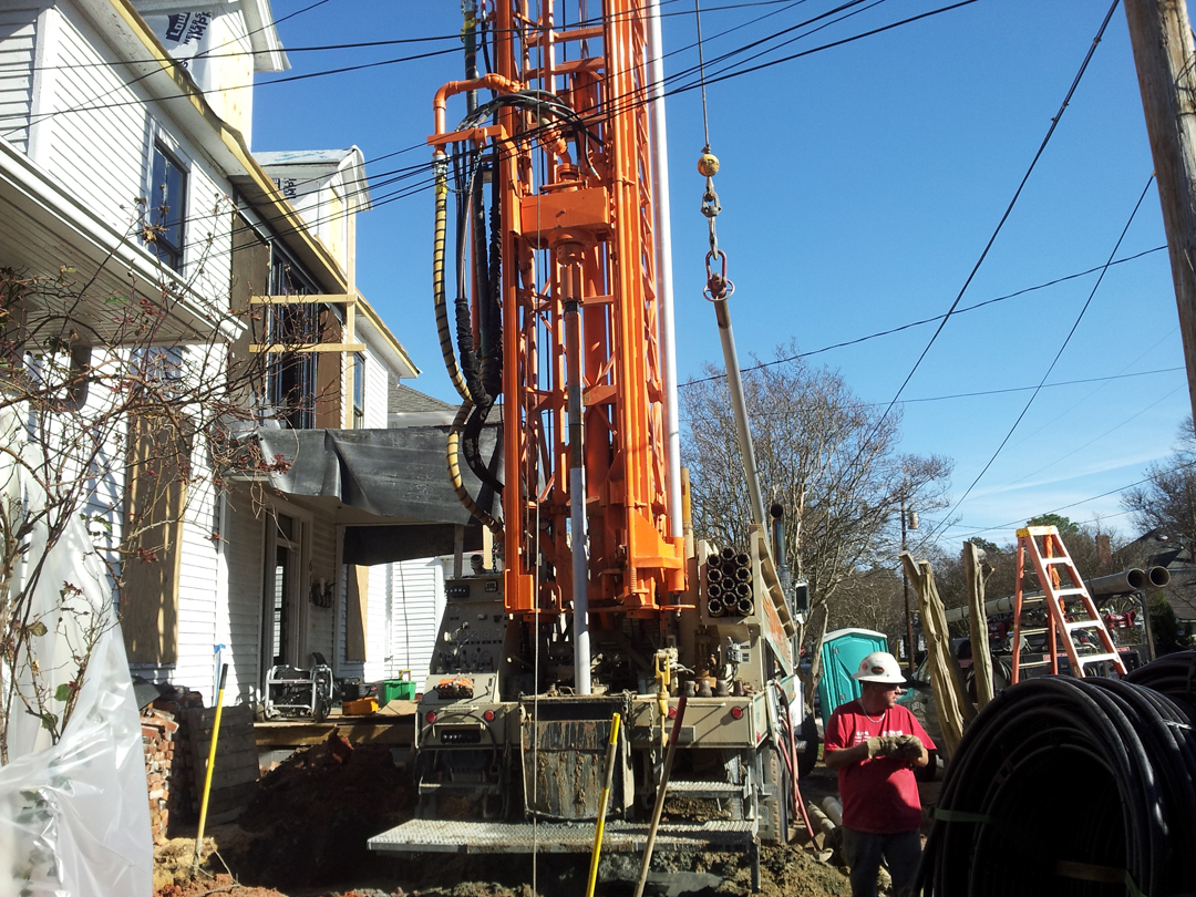 Geothermal drilling at the Harrell home