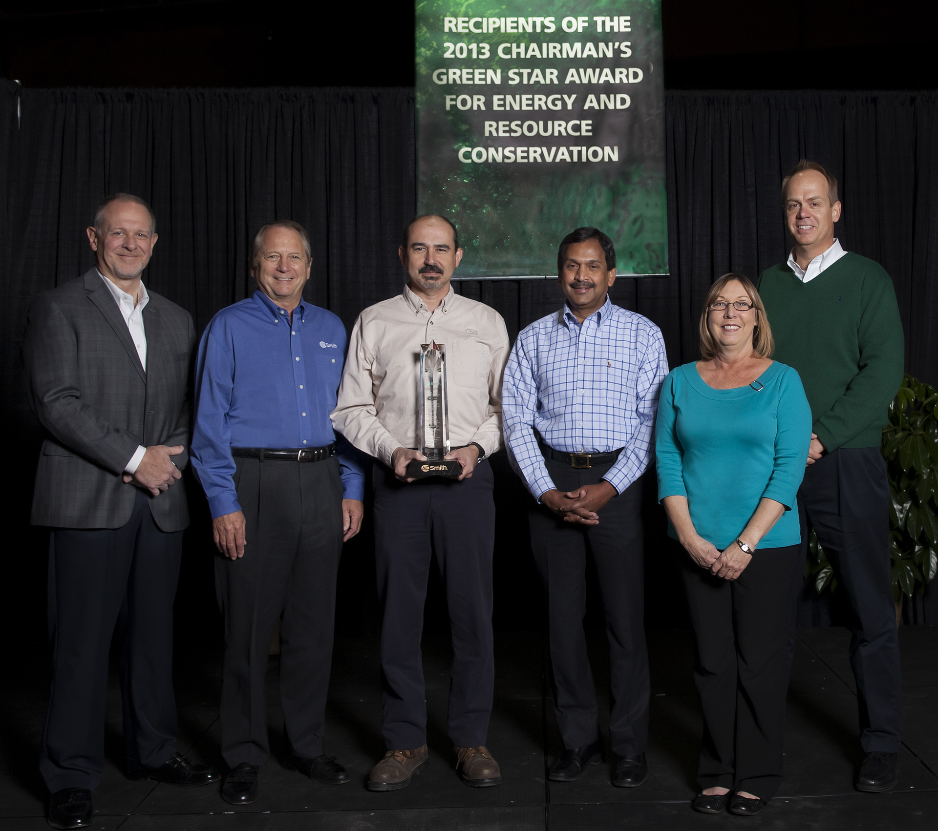 Pictured are from left Mark Petaraca senior vice presidenthuman resources and public affairs Steve Anderson senior vice presidentmanufacturing and supply chain Kevin Harrell environmental engineer for Ashland City Ajita Rajendra chairman and chief executive officer Lisa Darnall Ashland City human resources manager Keith Auville Ashland City plant manager