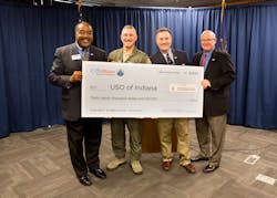 Carl Huber WaterFurnace vice president of corporate quality presented the check during an Oct 30 news conference at the companyrsquos corporate headquarters in Fort Wayne Ind From left to right Jim Pridgin of the USO Col Patrick Renwick of the 122nd Fighter Wing Charles Ridings of the USO and Bob Legacy of the USO Carl Huber WaterFurnace vice president of corporate quality presented the check during an Oct 30 news conference at the companyrsquos corporate headquarters in Fort Wayne Ind From left to right Jim Pridgin of the USO Col Patrick Renwick of the 122nd Fighter Wing Charles Ridings of the USO and Bob Legacy of the USO
