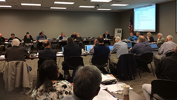 The IAPMO Green Technical Committee listens as a member makes a point