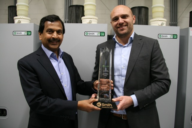 Wiljan Thielen managerproduction and material handling for the Veldhoven plant accepted the award on behalf of the Veldhoven employees