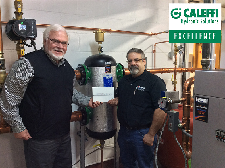 Pictured Dave Skindelien Midwest Sales amp Marketing Rogers Minn and Kurt Koegel a recent Caleffi Excellence winner Koegel Heating Solutions Miltona Minn