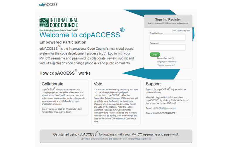 The cdpACCESS opening screen Here you can create your account at the bottom of the page then sign in to begin working