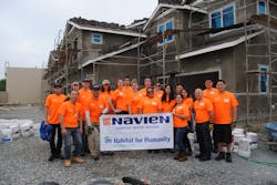 Nineteen volunteers from Navien met with Habitat for Humanity on March 18th to donate their time and expertise The townhomes once finished will provide affordable housing for veterans and senior citizens Nineteen volunteers from Navien met with Habitat for Humanity on March 18th to donate their time and expertise The townhomes once finished will provide affordable housing for veterans and senior citizens