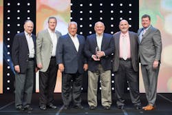Left to right Dennis Shuman Chairman of the Management Methods Committee Steve Heiderstadt Robert Barbera John Losey holding the award and John Fanneron of the BP Group and Steve Dawson Left to right Dennis Shuman Chairman of the Management Methods Committee Steve Heiderstadt Robert Barbera John Losey holding the award and John Fanneron of the BP Group and Steve Dawson