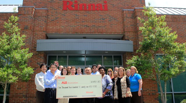Rinnai America Corp. employees with their donation check.