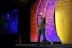 TV personality Mike Rowe prepares to speak at Direct Energy39s 2015 convention in Las Vegas file photo TV personality Mike Rowe prepares to speak at Direct Energy39s 2015 convention in Las Vegas file photo