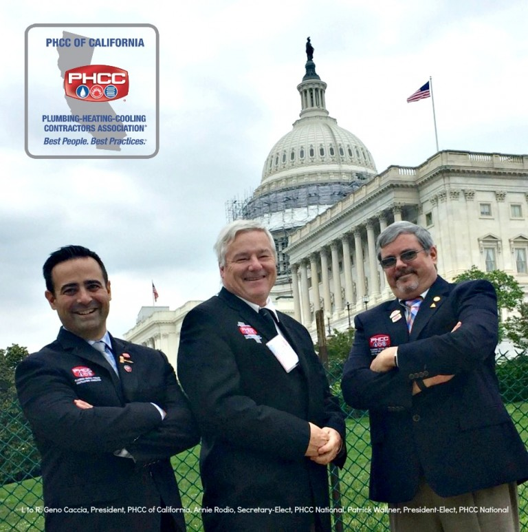 Rodio is pictured above center with PHCC of California President Geno Caccia left and PHCC National PresidentElect Patrick Wallner right