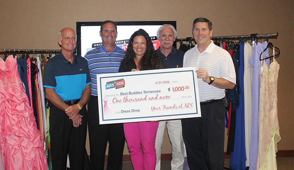 ARS executives present Best Buddies Area Director Kristin Litvin with a 1000 check at a special ceremony at ARS headquarters