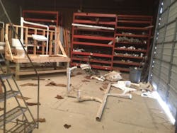 Part of the damaged school39s supply room Part of the damaged school39s supply room