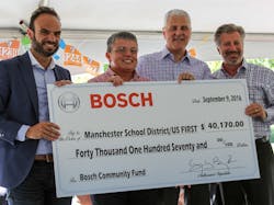 Bosch Grant Presentation left to right Vitor Gregorio Christine Martin Don Bossi and Michael Mansuetti Bosch Grant Presentation left to right Vitor Gregorio Christine Martin Don Bossi and Michael Mansuetti
