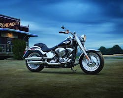 A HarleyDavidson Fat Boy motorcycle A HarleyDavidson Fat Boy motorcycle