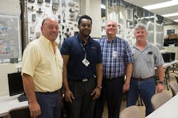Left to right James Blackford III HVACR Educator Omar Mcintosh Technical Service Associate John Felser Assistant Principal and Brian Youngblood HVACR Educator Left to right James Blackford III HVACR Educator Omar Mcintosh Technical Service Associate John Felser Assistant Principal and Brian Youngblood HVACR Educator