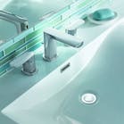 Rizon lavatory faucets make a dramatic statement at the sink and are available in single-handle, single-hole and two-handle widespread platforms.