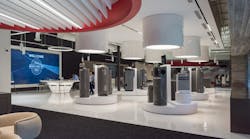 Product walk at Rheem&apos;s new water heating division headquarters.