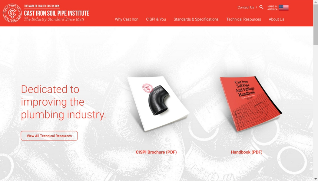 The Cast Iron Soil Pipe Institute's newly redesigned website