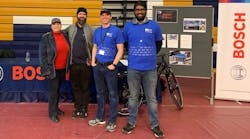 Bosch representatives displayed and demonstrated technology at the FIRST Tech Challenge while interacting and answering students&rsquo; questions about STEM. Pictured (from left to right): Emilie Colford, Josh Parris, Richard Presher, and Akan Dube.