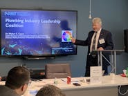 Dr. Walter Copan, director of the National Institute of Science and Technology, spoke to members of the Plumbing Industry Leadership Coalition about the emerging threats facing the plumbing industry.
