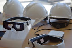 Visitors to the Oracle Construction and Engineering Innovation Lab can demo wearable technology such as DAQRI&rsquo;s augmented reality glasses.