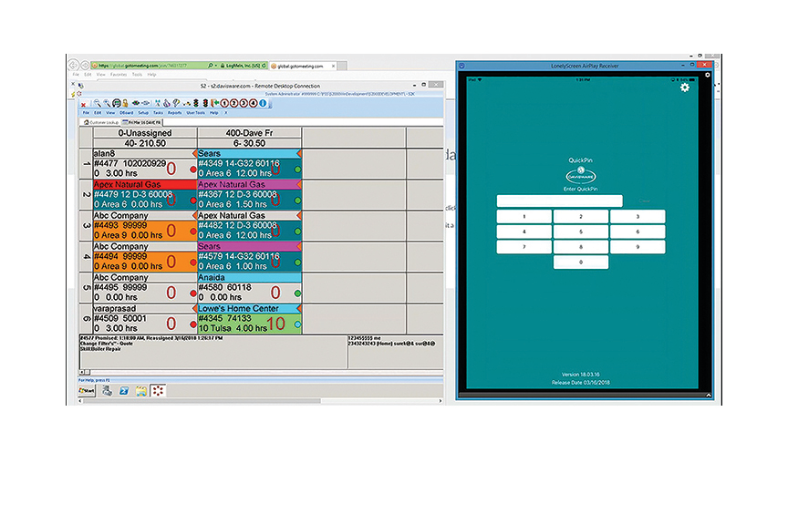 The Wintac scheduling screen.