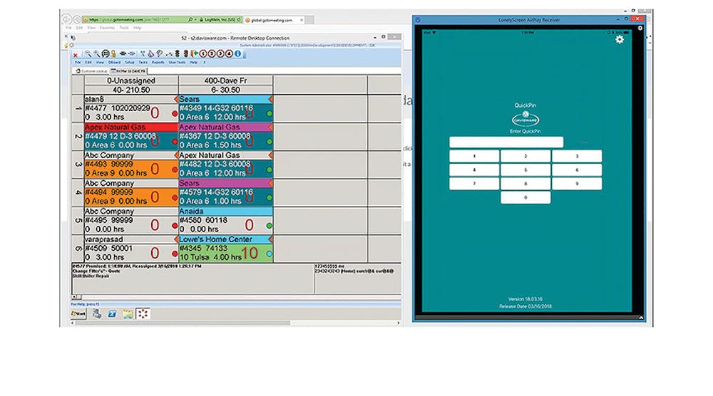 The Wintac scheduling screen.