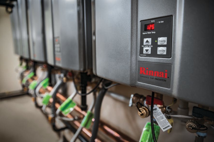 Automatic staging increases the efficiency and longevity of the tankless units.