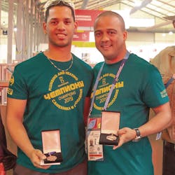Markus Niederer (right) pictured with Swiss Plumbing and Heating Competitor Patrick Grepper (left) during World Plumbing Council medallion presentation on the final day of WorldSkills Kazan 2019 (August, 2019). Markus Niederer (right) pictured with Swiss Plumbing and Heating Competitor Patrick Grepper (left) during World Plumbing Council medallion presentation on the final day of WorldSkills Kazan 2019 (August, 2019).