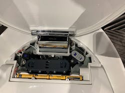 Kohler’s new Avoir one-piece tankless toilet. Kohler’s new Avoir one-piece tankless toilet.