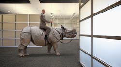 Man Riding Rhino