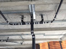 The laser made it easy to layout and install the ductwork, fire sprinklers and plumbing hangers faster and more accurately than ever before. The laser made it easy to layout and install the ductwork, fire sprinklers and plumbing hangers faster and more accurately than ever before.