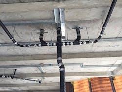 The laser made it easy to layout and install the ductwork, fire sprinklers and plumbing hangers faster and more accurately than ever before. The laser made it easy to layout and install the ductwork, fire sprinklers and plumbing hangers faster and more accurately than ever before.