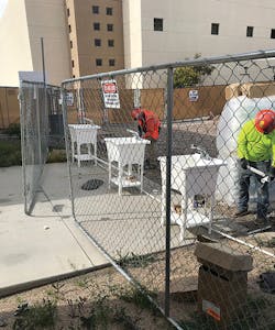 Handwashing stations at a job site. Handwashing stations at a job site.