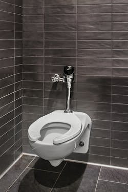 Sloan G2 8111 1.28 GPF flushometers were installed with the 12 Sloan ST-2459 wall-hung toilets. Sloan G2 8111 1.28 GPF flushometers were installed with the 12 Sloan ST-2459 wall-hung toilets.