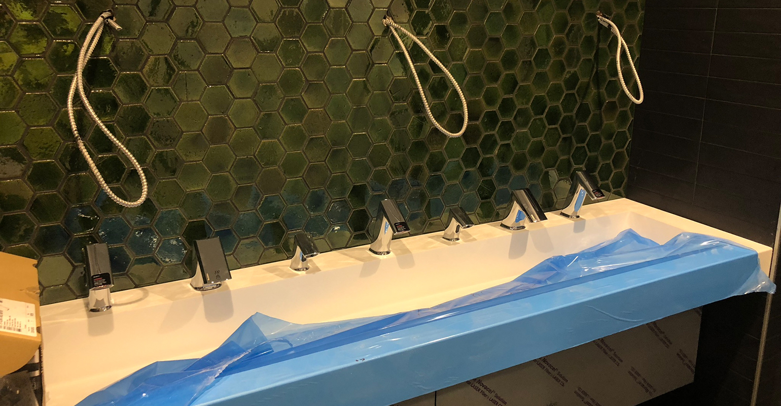 Sloan&rsquo;s AER-DEC integrated sink provides a more hygienic experience for users with a completely touch-free experience using sensor-activated faucet, soap dispenser and hand dryer.