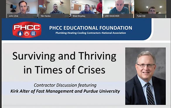 For non-apprenticeship learning, the PHCC Educational Foundation partnered with Purdue University Professor Kirk Alter to host the free &ldquo;Survive and Thrive in Times of Crises&rdquo; series, which ran from March through June.