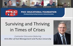 For non-apprenticeship learning, the PHCC Educational Foundation partnered with Purdue University Professor Kirk Alter to host the free “Survive and Thrive in Times of Crises” series, which ran from March through June. For non-apprenticeship learning, the PHCC Educational Foundation partnered with Purdue University Professor Kirk Alter to host the free “Survive and Thrive in Times of Crises” series, which ran from March through June.