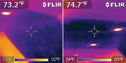 Thermal images of the radiant cooled ceiling.