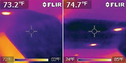 Thermal images of the radiant cooled ceiling. Thermal images of the radiant cooled ceiling.